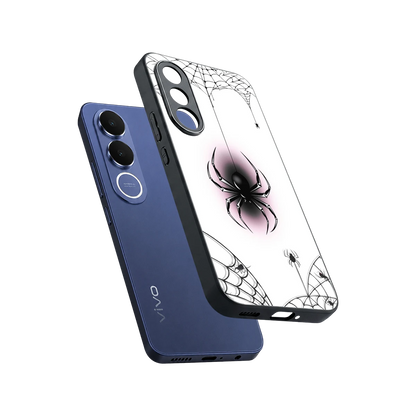 Webbed Wonder sleek vivo v70 fe cover with tempered glass back and TPU edges
