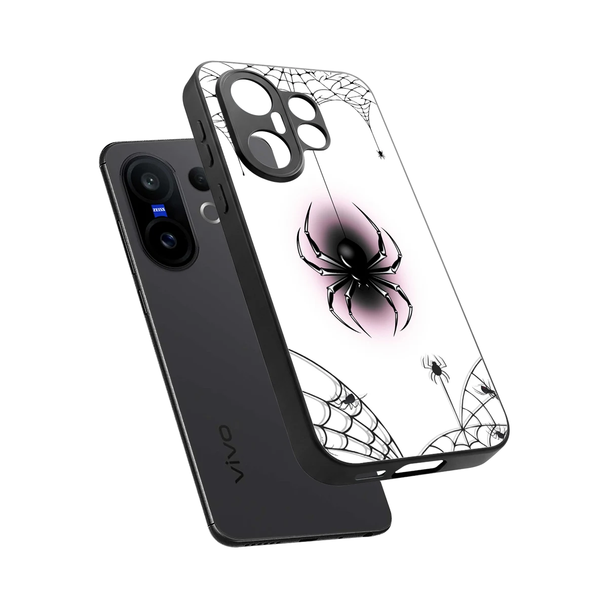 Webbed Wonder sleek vivo x200 fe cover with tempered glass back and TPU edges