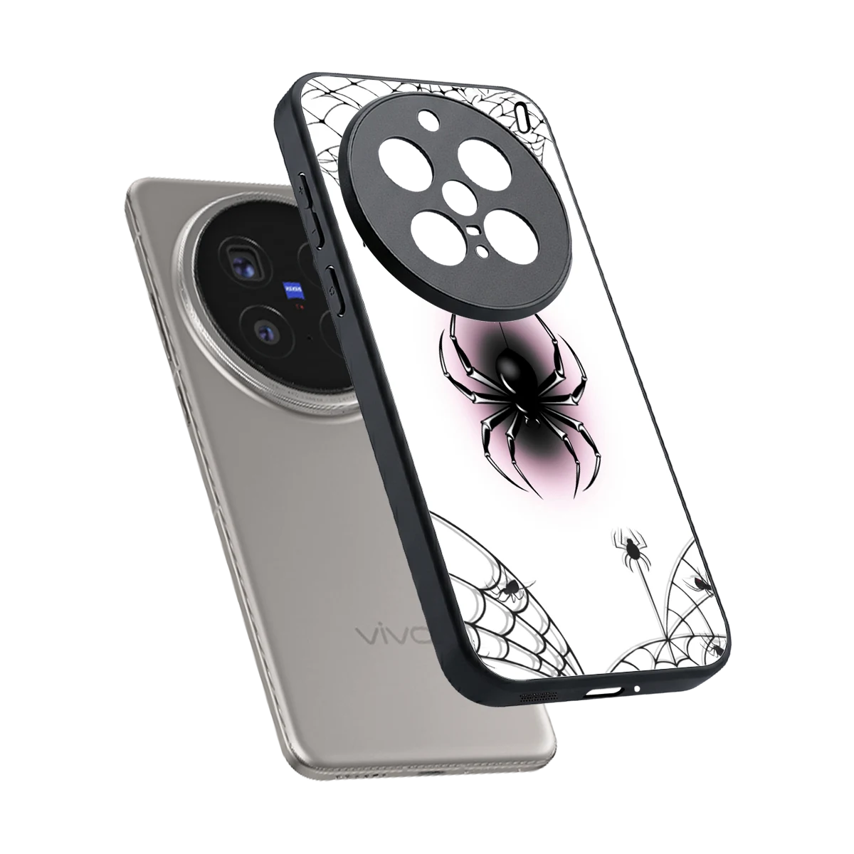 Webbed Wonder sleek vivo x200 pro cover with tempered glass back and TPU edges