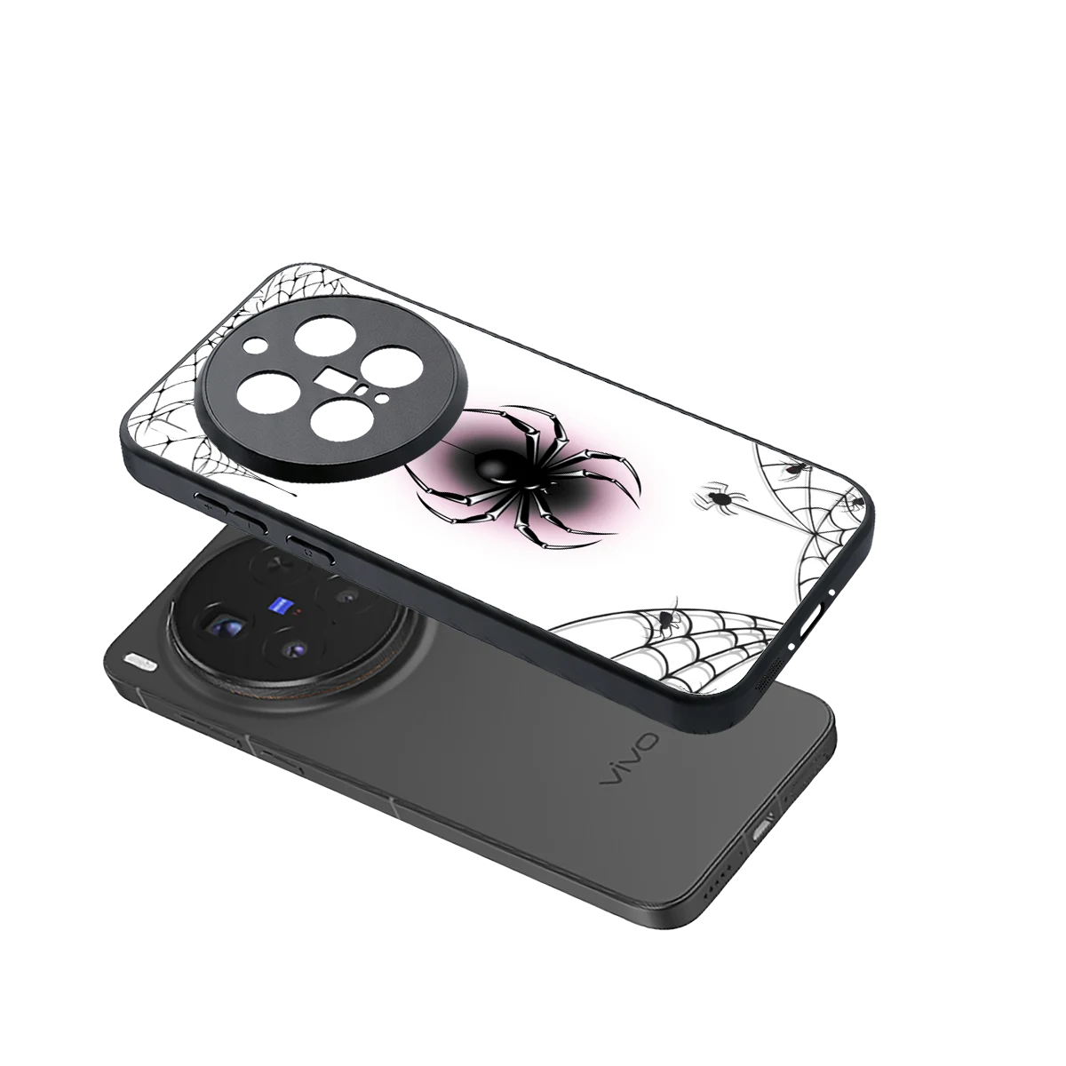 Webbed Wonder sleek vivo x300 pro cover with tempered glass back and TPU edges