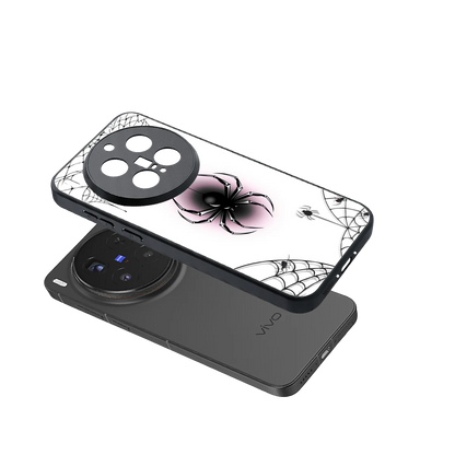 Webbed Wonder sleek vivo x300 pro cover with tempered glass back and TPU edges