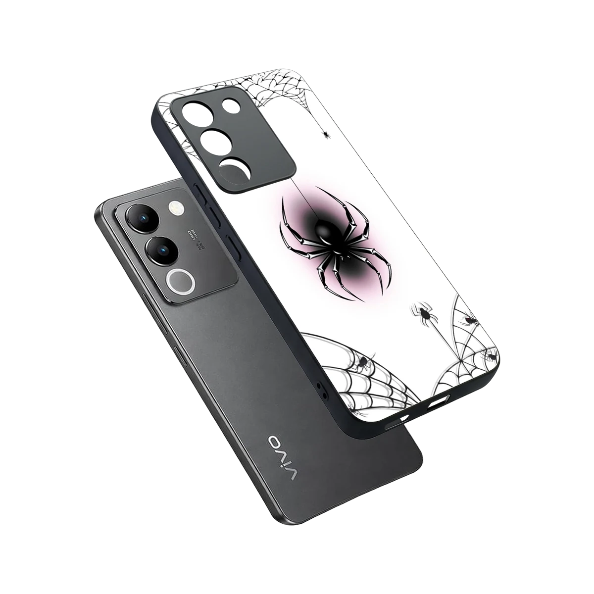 Webbed Wonder sleek vivo y200 5g cover with tempered glass back and TPU edges