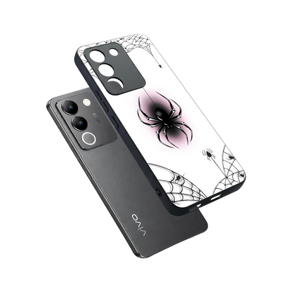 Webbed Wonder sleek vivo y200 5g cover with tempered glass back and TPU edges