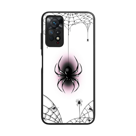 Webbed Wonder back phone cover | glass case for redmi note 11 pro