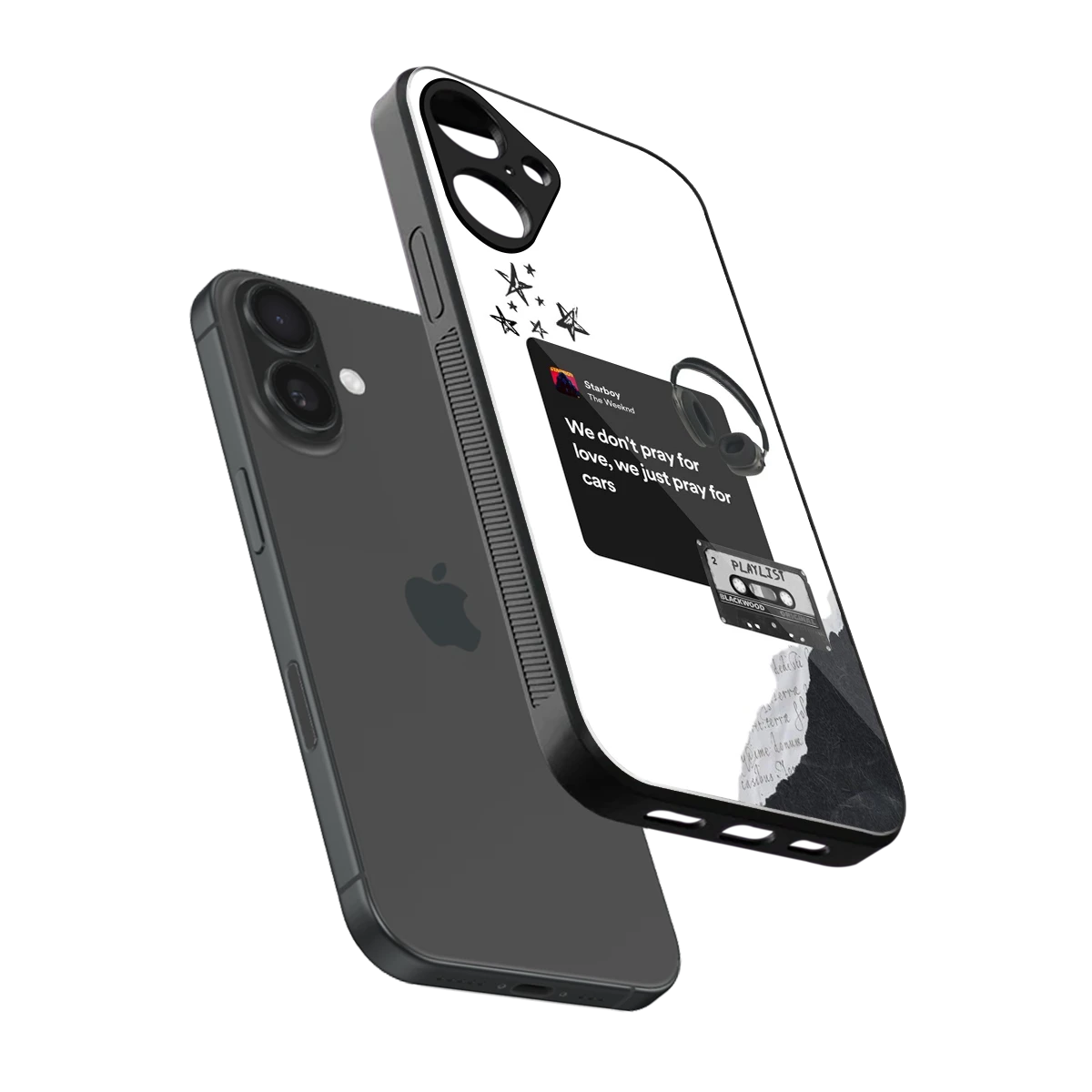 Weeknd Starboy sleek iphone 16 plus cover with tempered glass back and TPU edges