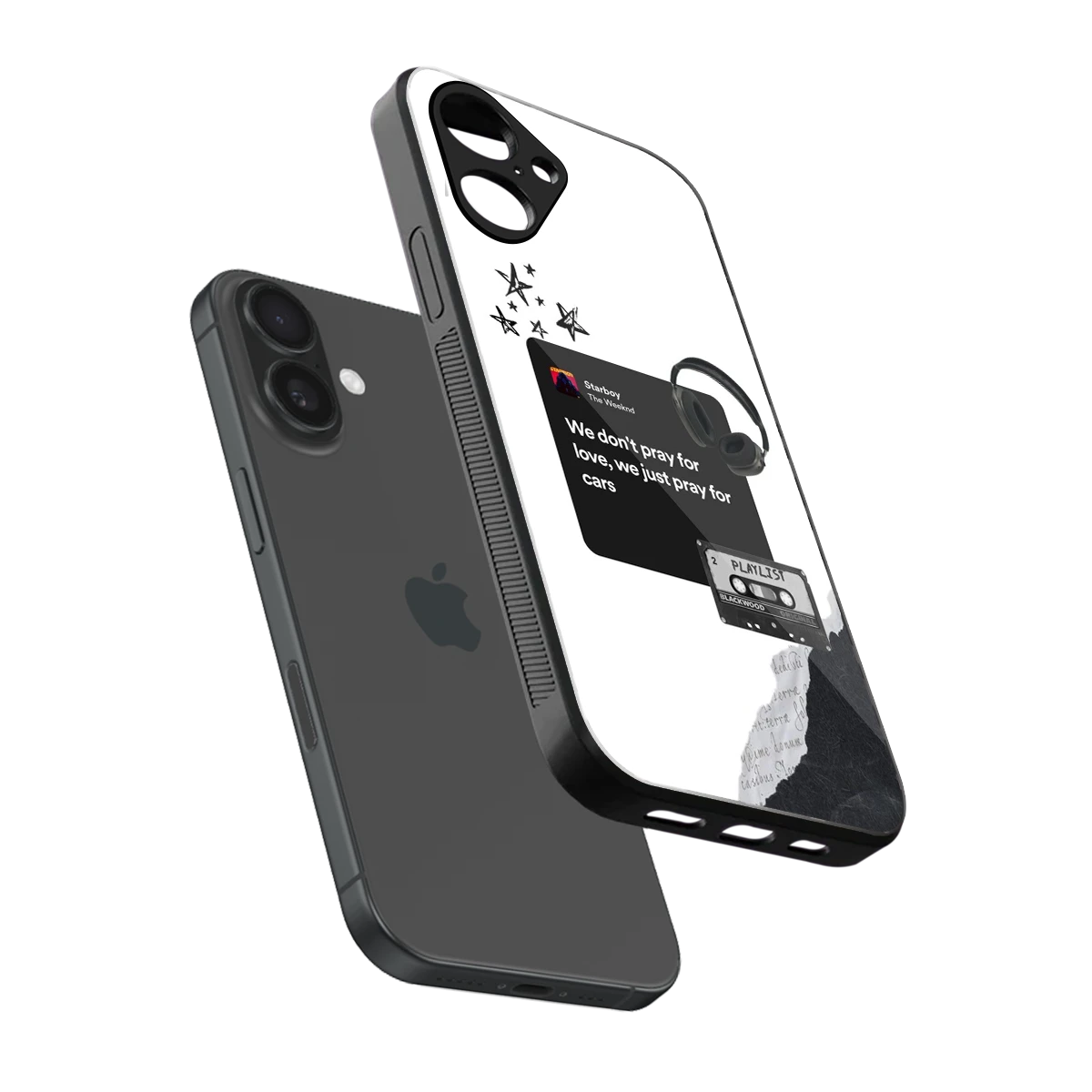 Weeknd Starboy sleek iPhone 16 cover with tempered glass back and TPU edges