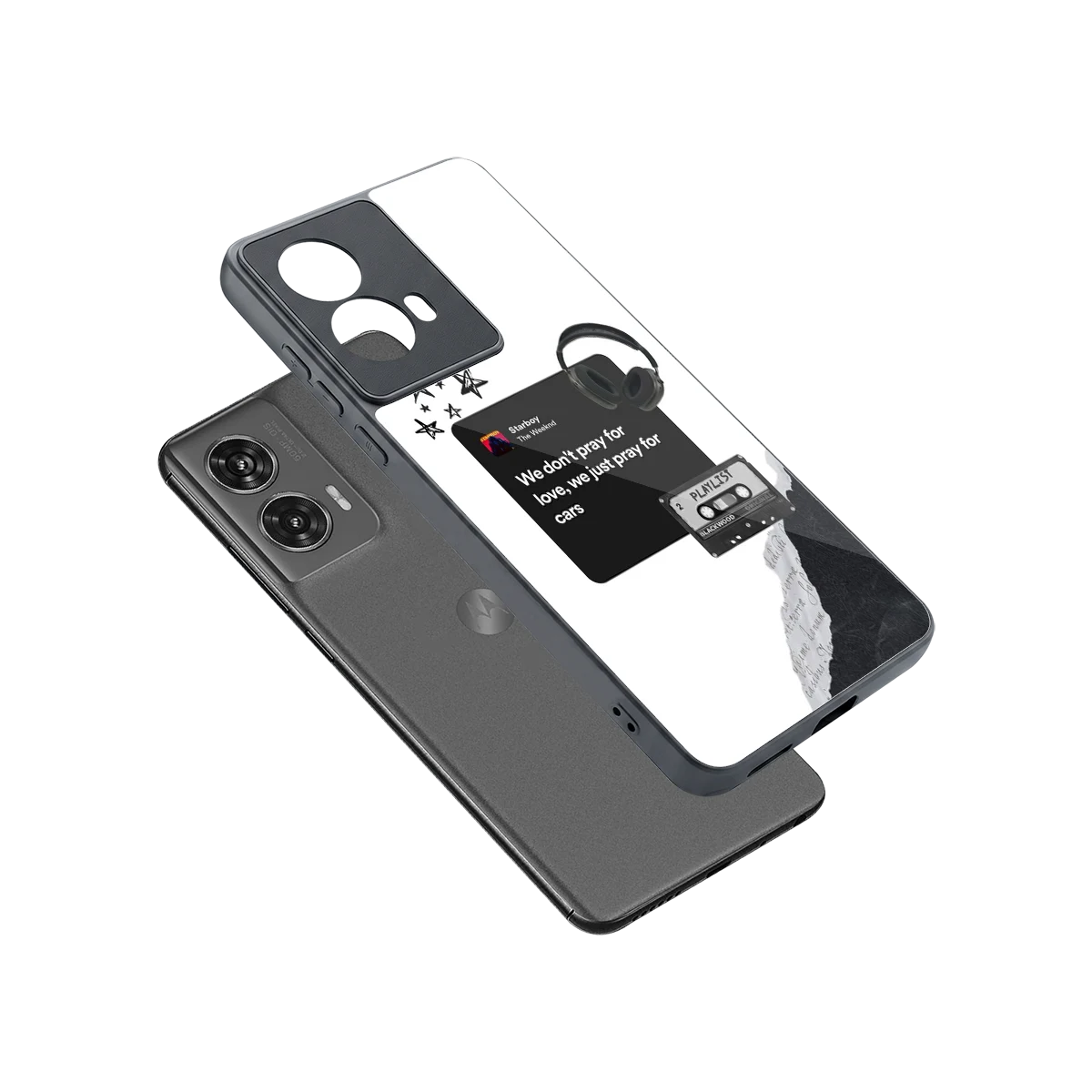 Weeknd Starboy sleek motorola edge 50 fusion cover with tempered glass back and TPU edges