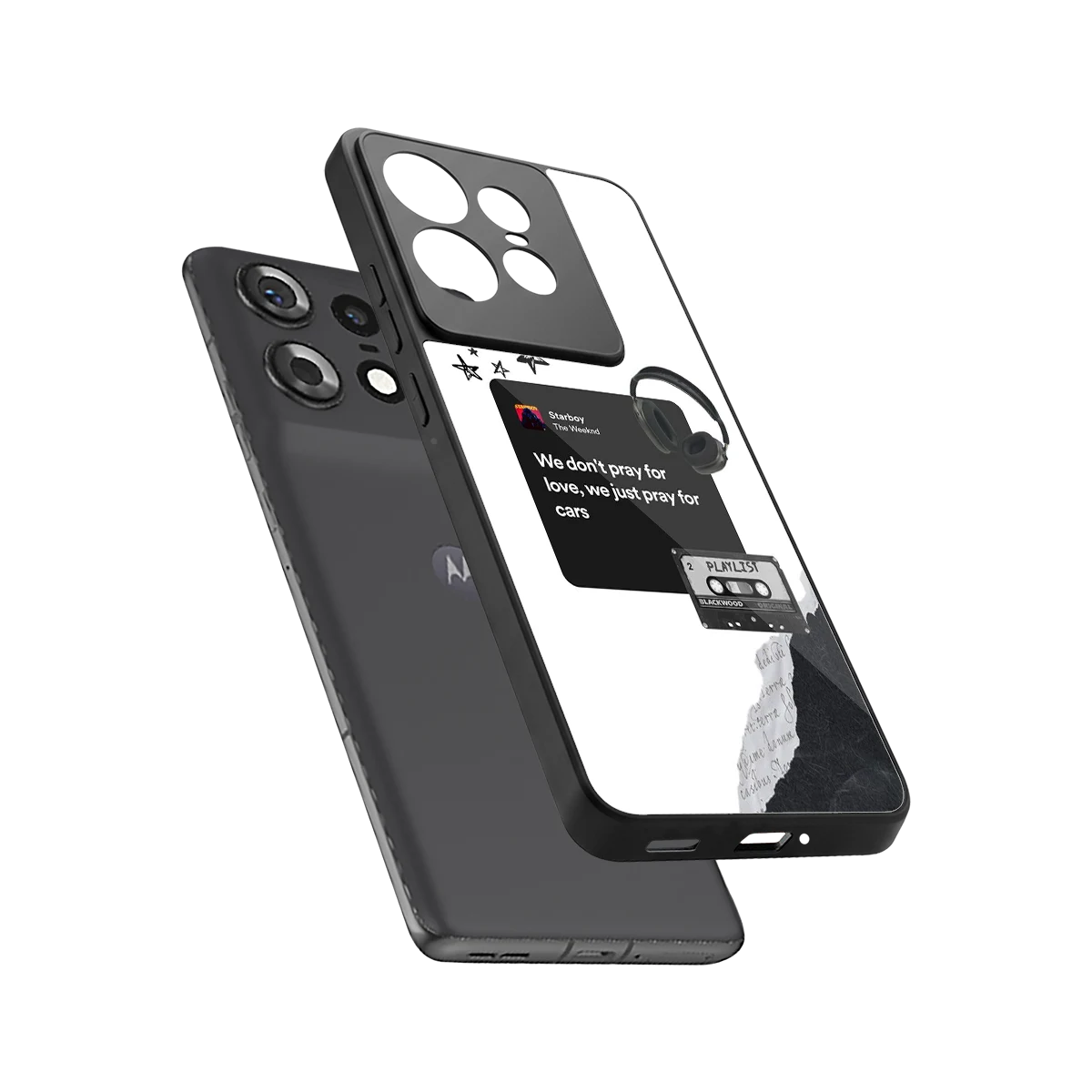 Weeknd Starboy sleek motorola edge 50 pro cover with tempered glass back and TPU edges