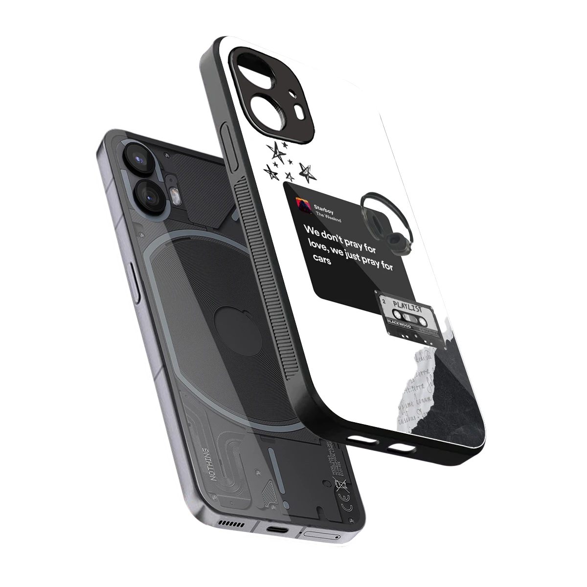 Weeknd Starboy sleek nothing phone 2 cover with tempered glass back and TPU edges
