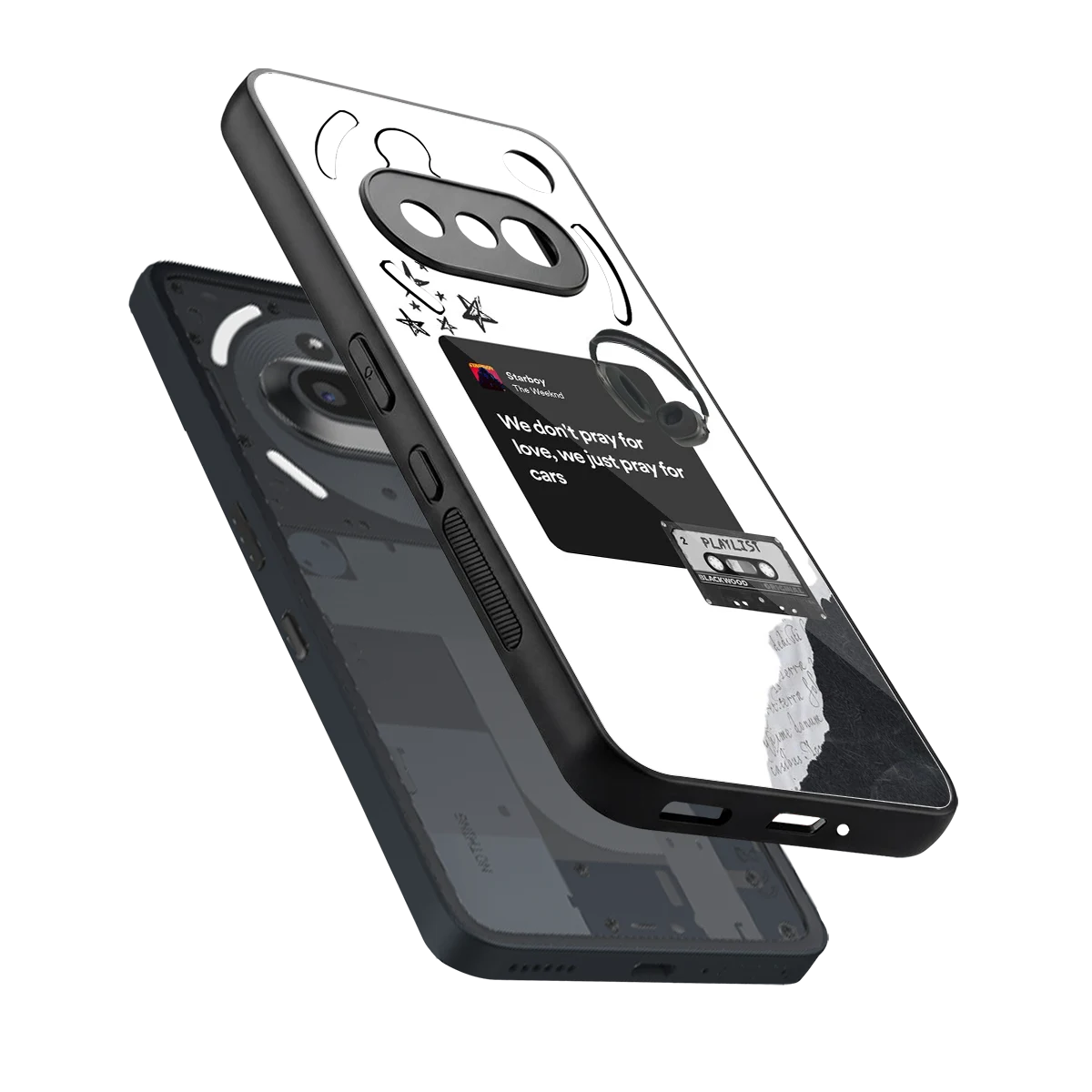 Weeknd Starboy sleek nothing phone 3a cover with tempered glass back and TPU edges