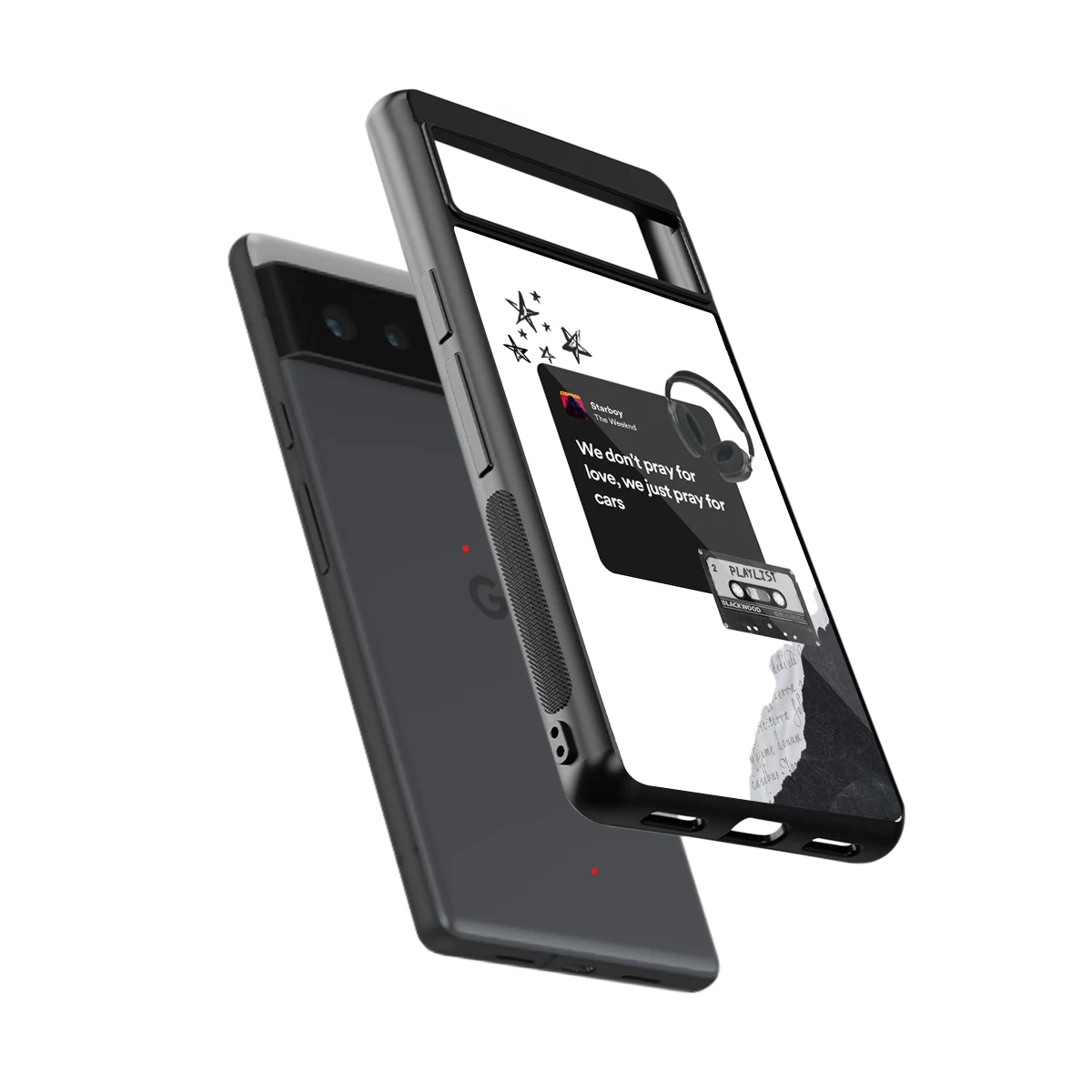 Weeknd Starboy sleek google pixel 6 cover with tempered glass back and TPU edges