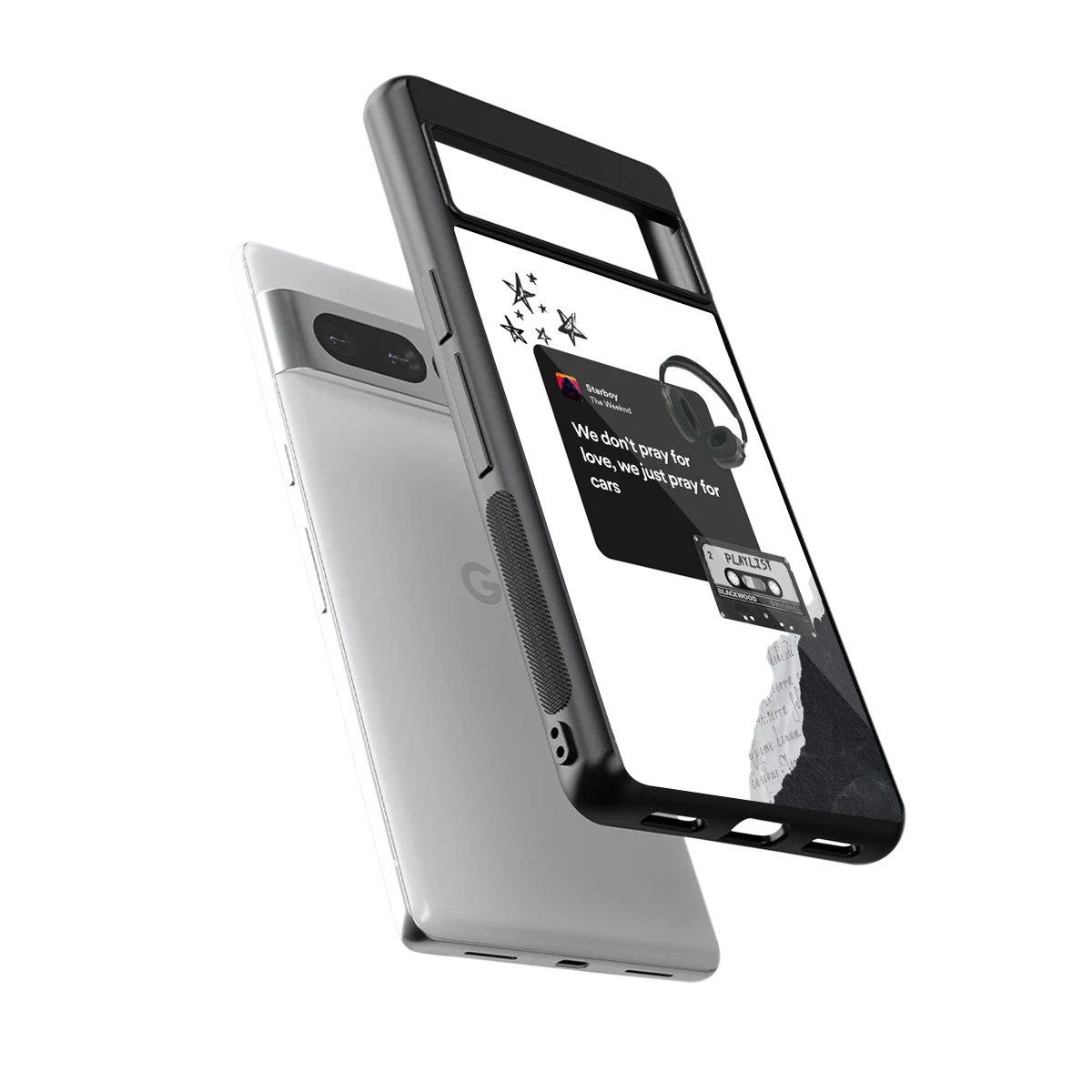 Weeknd Starboy sleek google pixel 7 pro cover with tempered glass back and TPU edges