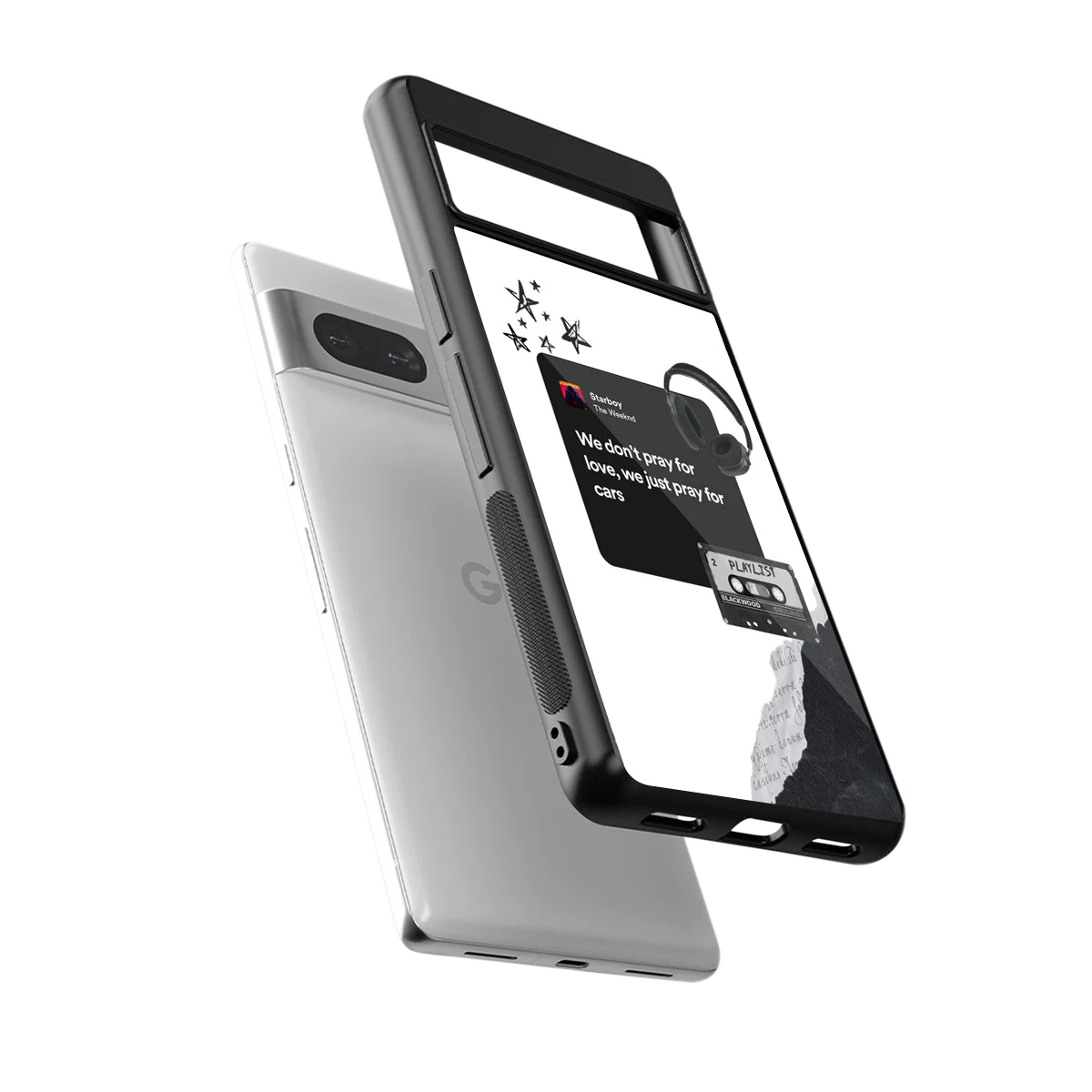 Weeknd Starboy sleek google pixel 7 cover with tempered glass back and TPU edges