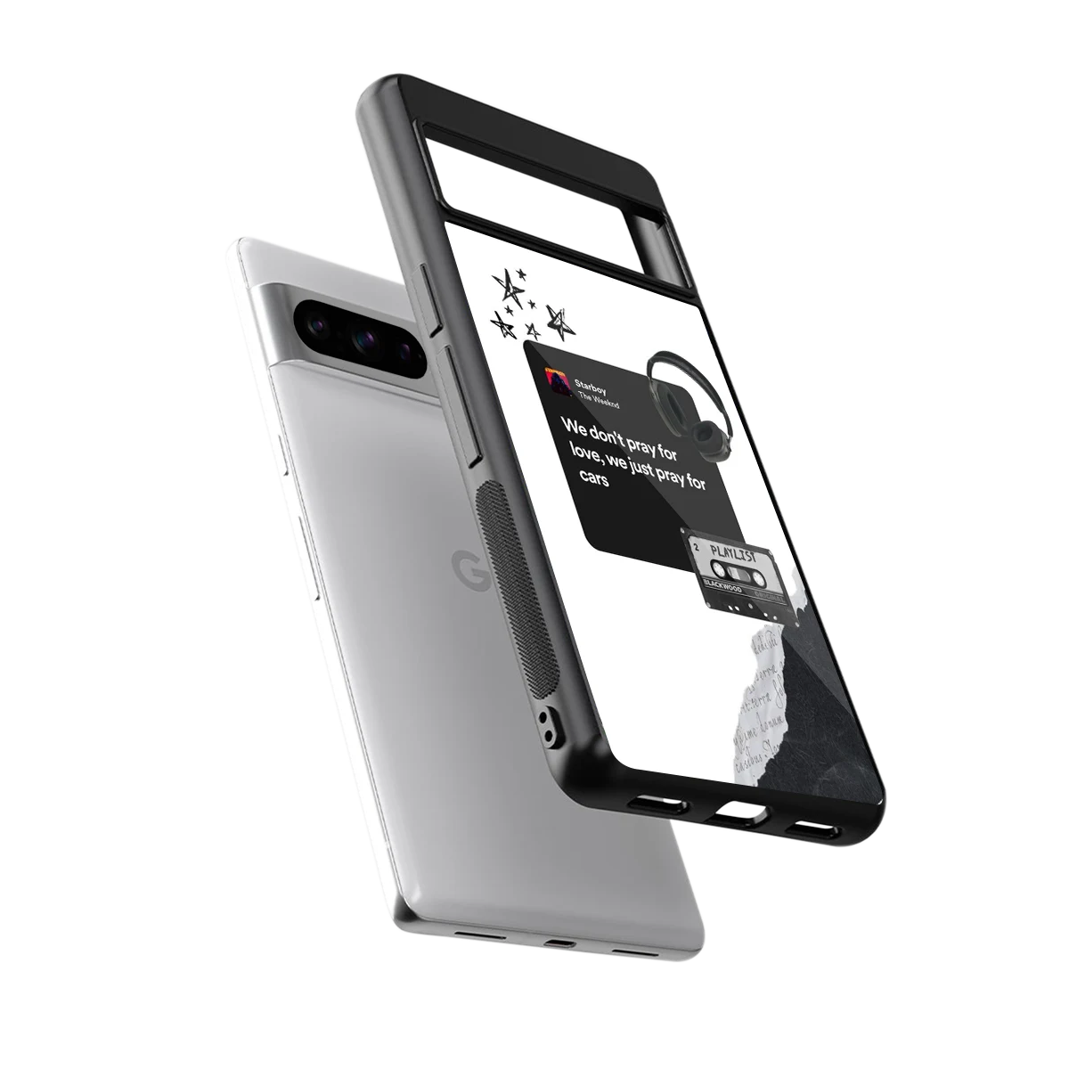 Weeknd Starboy sleek google pixel 8 pro cover with tempered glass back and TPU edges