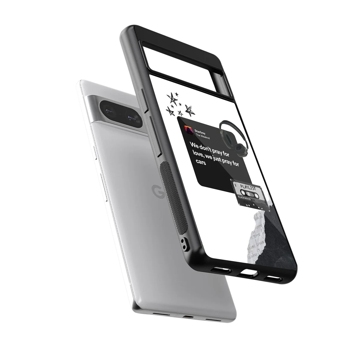 Weeknd Starboy sleek google pixel 8 cover with tempered glass back and TPU edges