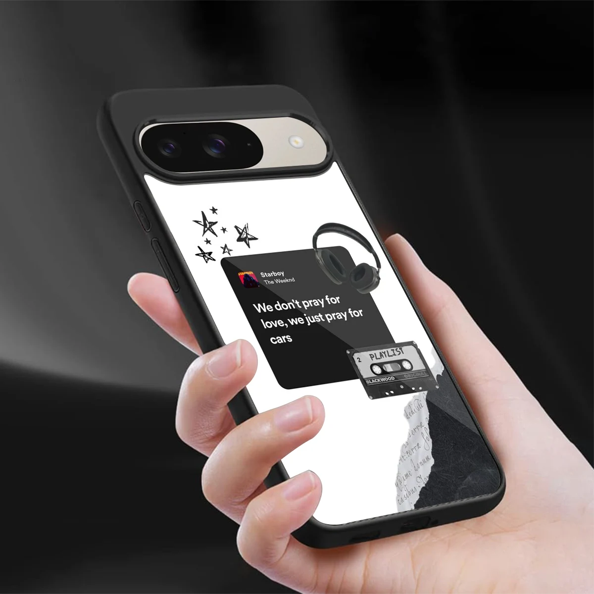 Weeknd Starboy sleek google pixel 9 cover with tempered glass back and TPU edges