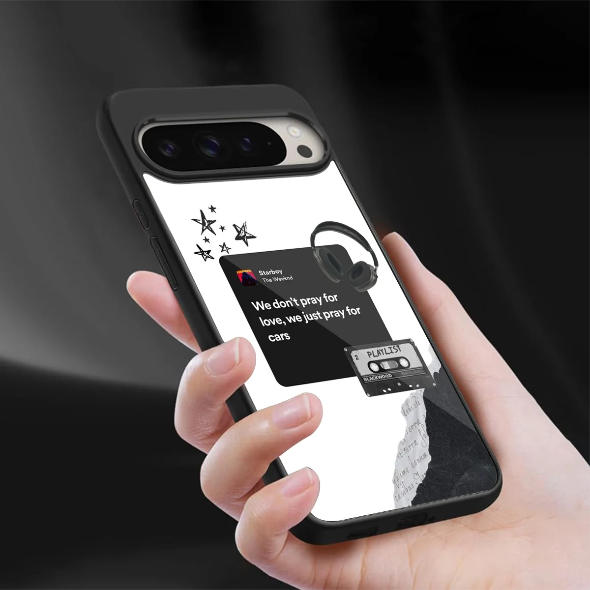 Weeknd Starboy sleek google pixel 9 pro cover with tempered glass back and TPU edges