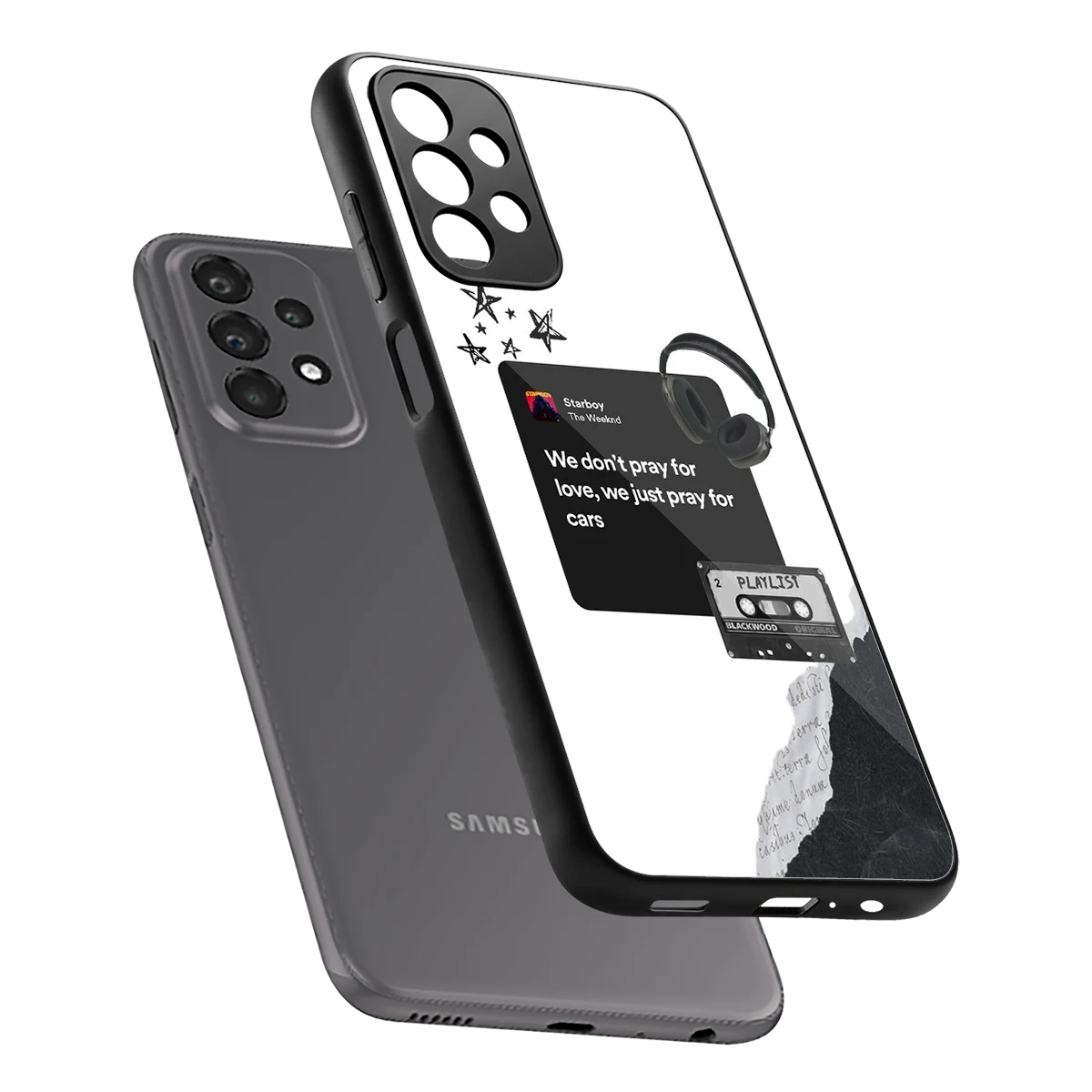Weeknd Starboy sleek samsung galaxy a23 cover with tempered glass back and TPU edges