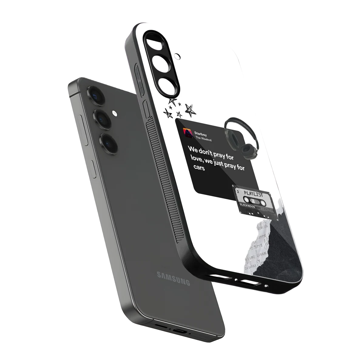 Weeknd Starboy sleek samsung galaxy m35 5g cover with tempered glass back and TPU edges