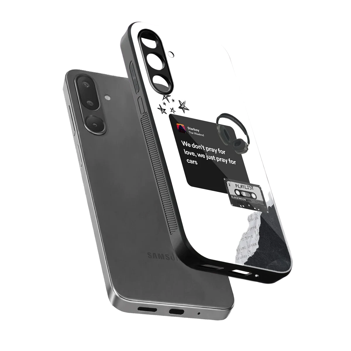 Weeknd Starboy sleek samsung galaxy m36 5g cover with tempered glass back and TPU edges