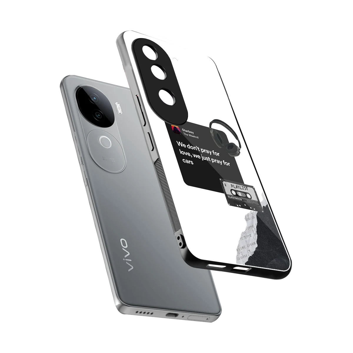 Weeknd Starboy sleek vivo v40e cover with tempered glass back and TPU edges