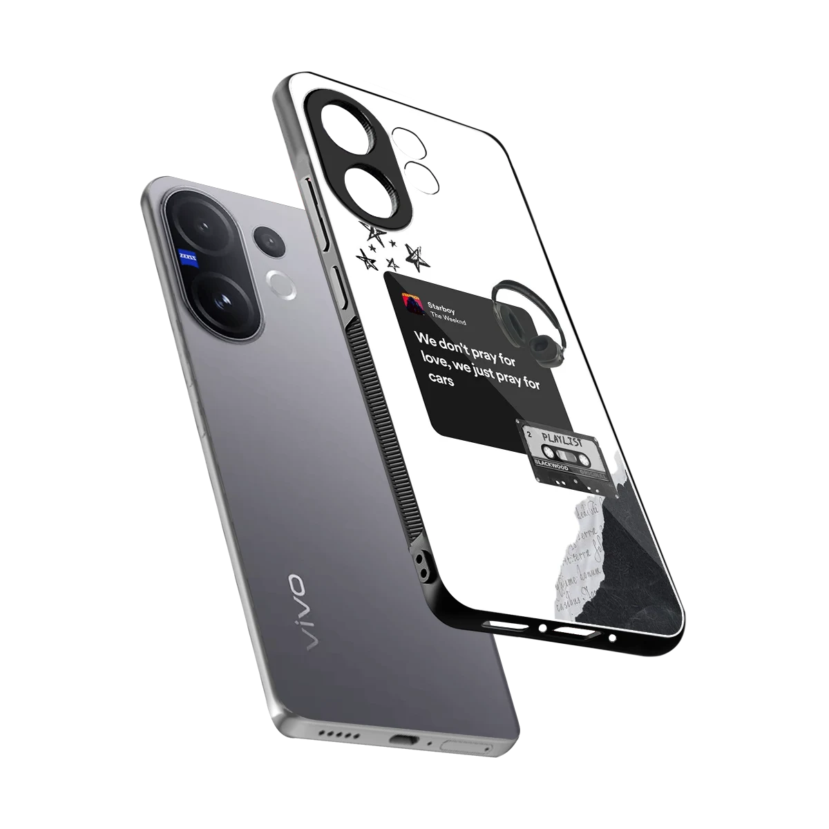 Weeknd Starboy sleek vivo v60 cover with tempered glass back and TPU edges