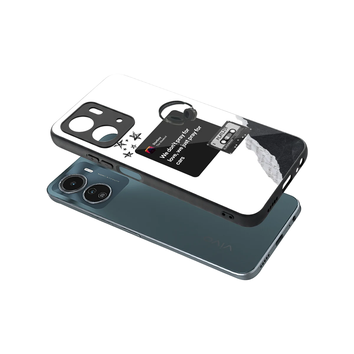 Weeknd Starboy sleek vivo y16 cover with tempered glass back and TPU edges