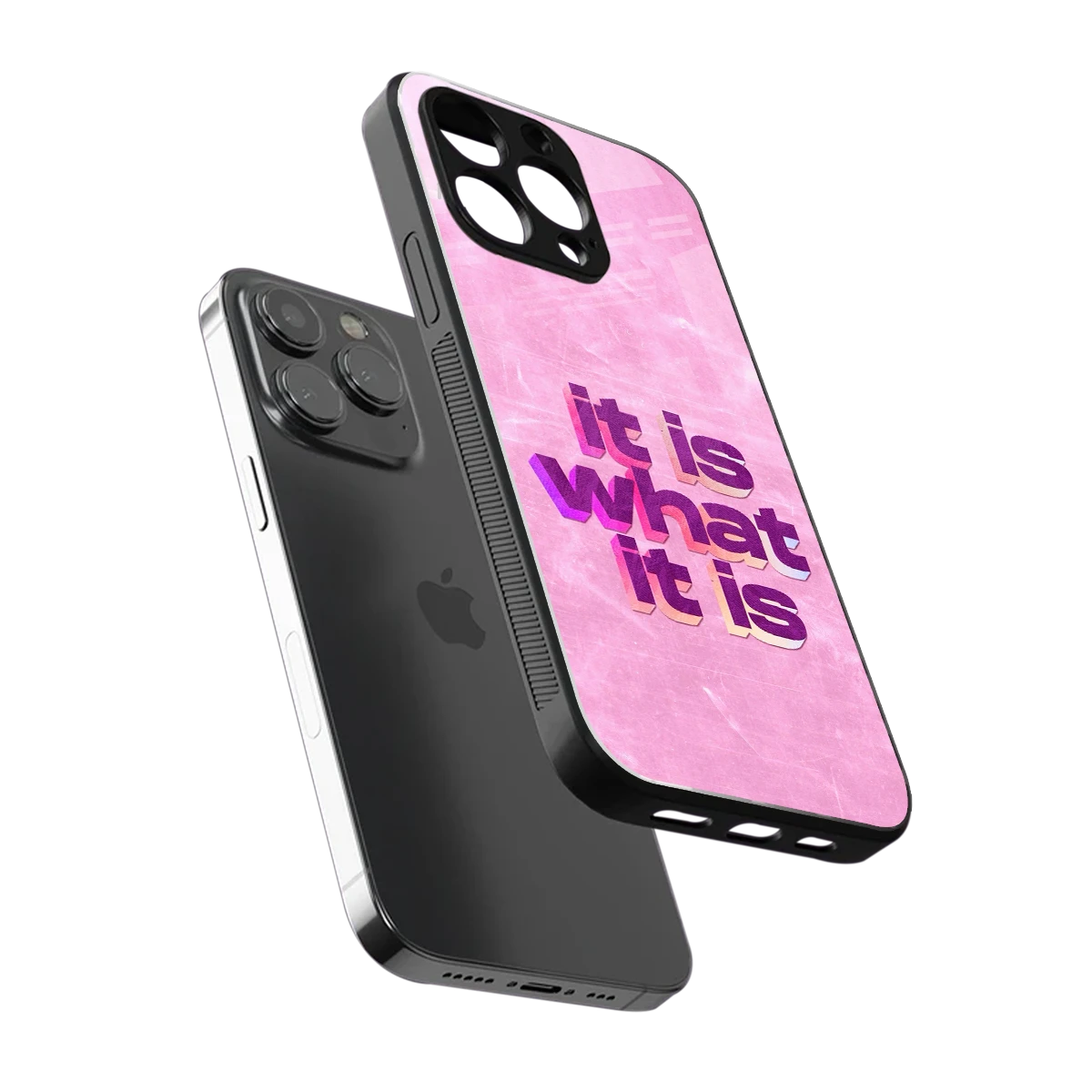 What It Is sleek iphone 15 pro cover with tempered glass back and TPU edges