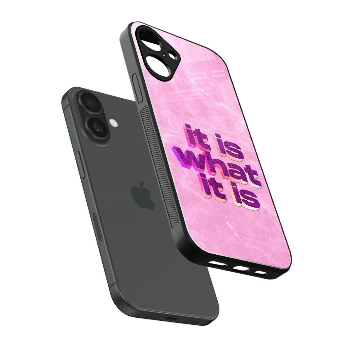 What It Is sleek iphone 16 plus cover with tempered glass back and TPU edges