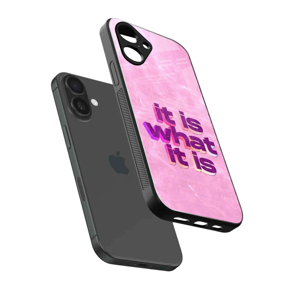 What It Is sleek iPhone 16 cover with tempered glass back and TPU edges