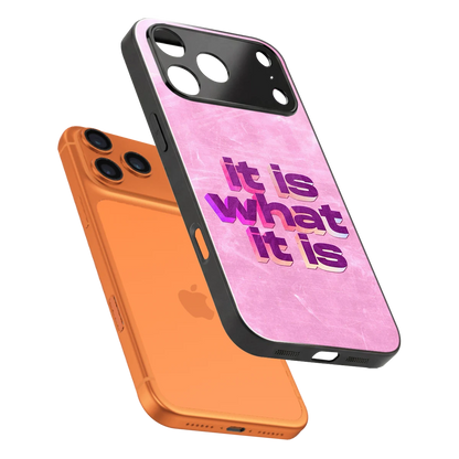 What It Is sleek iphone 17 pro cover with tempered glass back and TPU edges