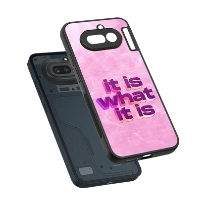 What It Is sleek nothing phone 4a cover with tempered glass back and TPU edges