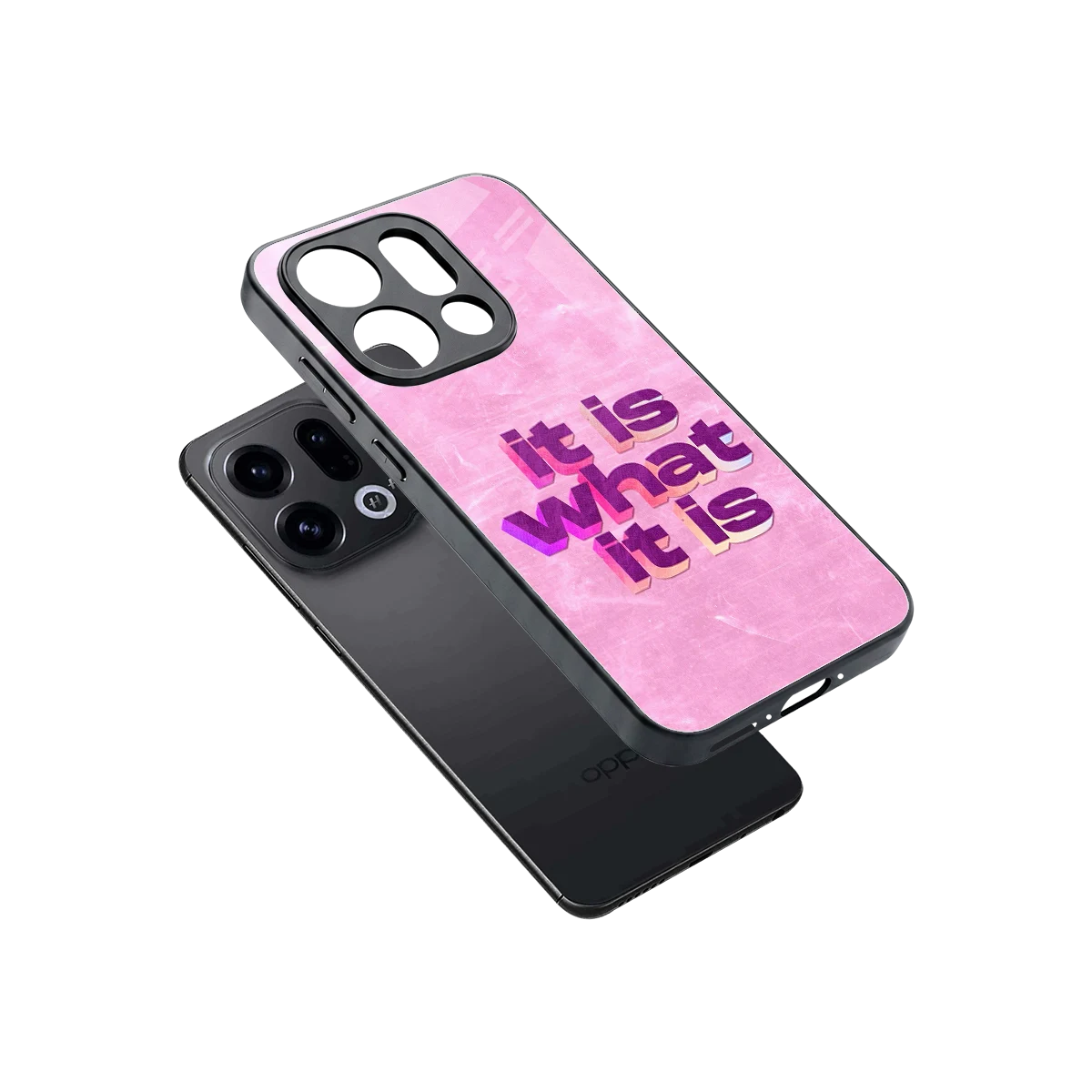 What It Is sleek oppo find x9 cover with tempered glass back and TPU edges