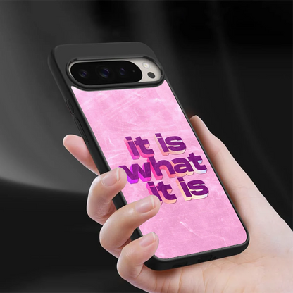 What It Is sleek google pixel 9 pro xl cover with tempered glass back and TPU edges