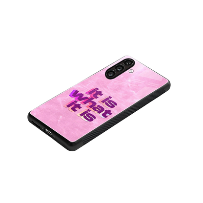 What It Is stylish phone case for samsung galaxy a14 5g | glossy glass and slim fit