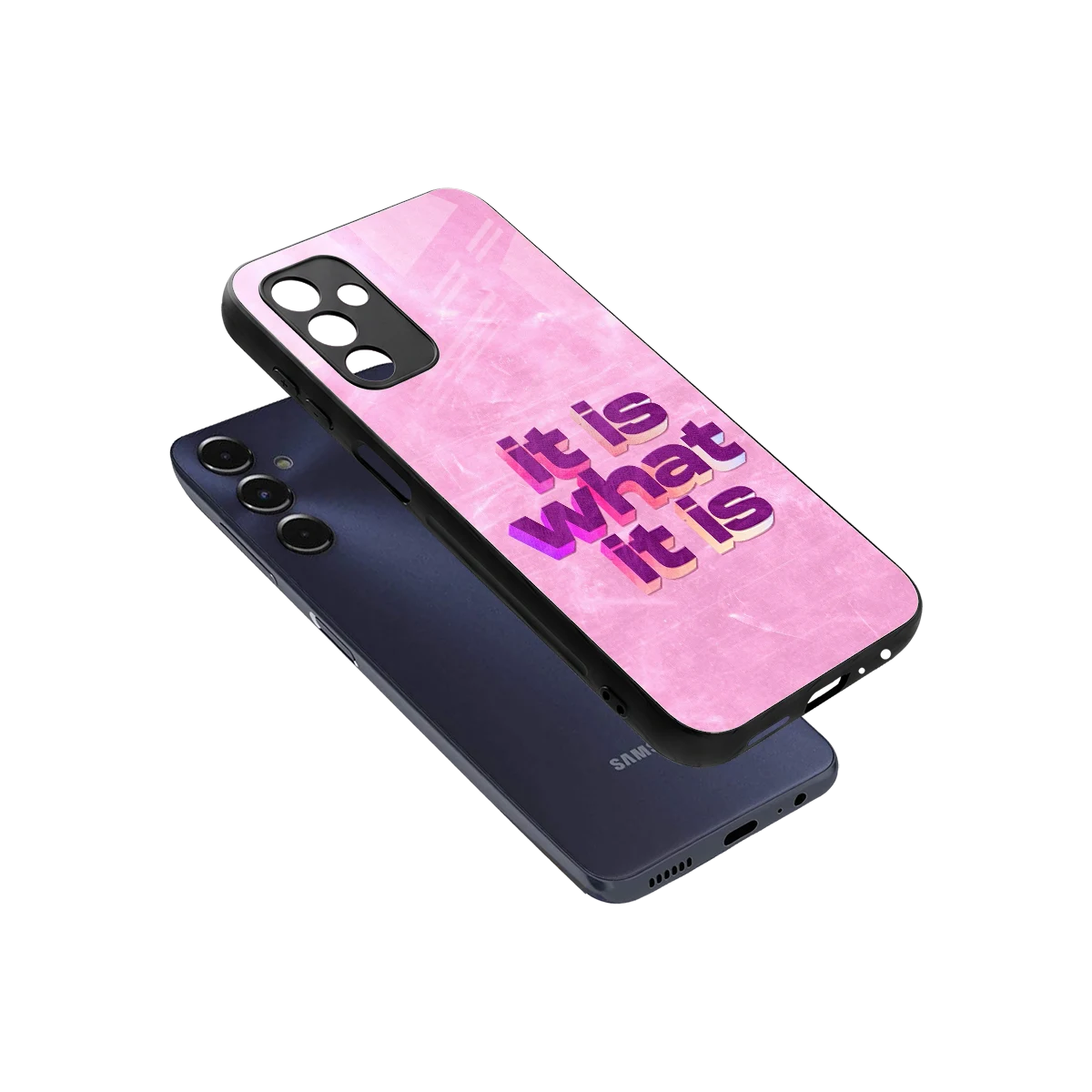 What It Is sleek samsung galaxy m14 5g cover with tempered glass back and TPU edges
