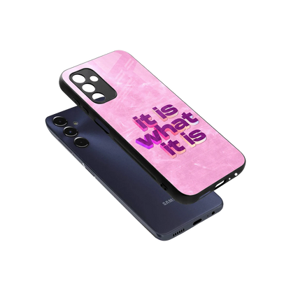 What It Is sleek samsung galaxy m14 5g cover with tempered glass back and TPU edges
