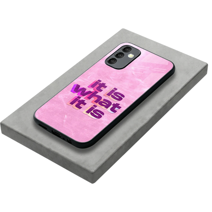 What It Is stylish phone case for samsung galaxy m14 5g | glossy glass and slim fit
