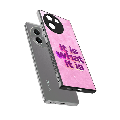 What It Is sleek vivo v30e cover with tempered glass back and TPU edges