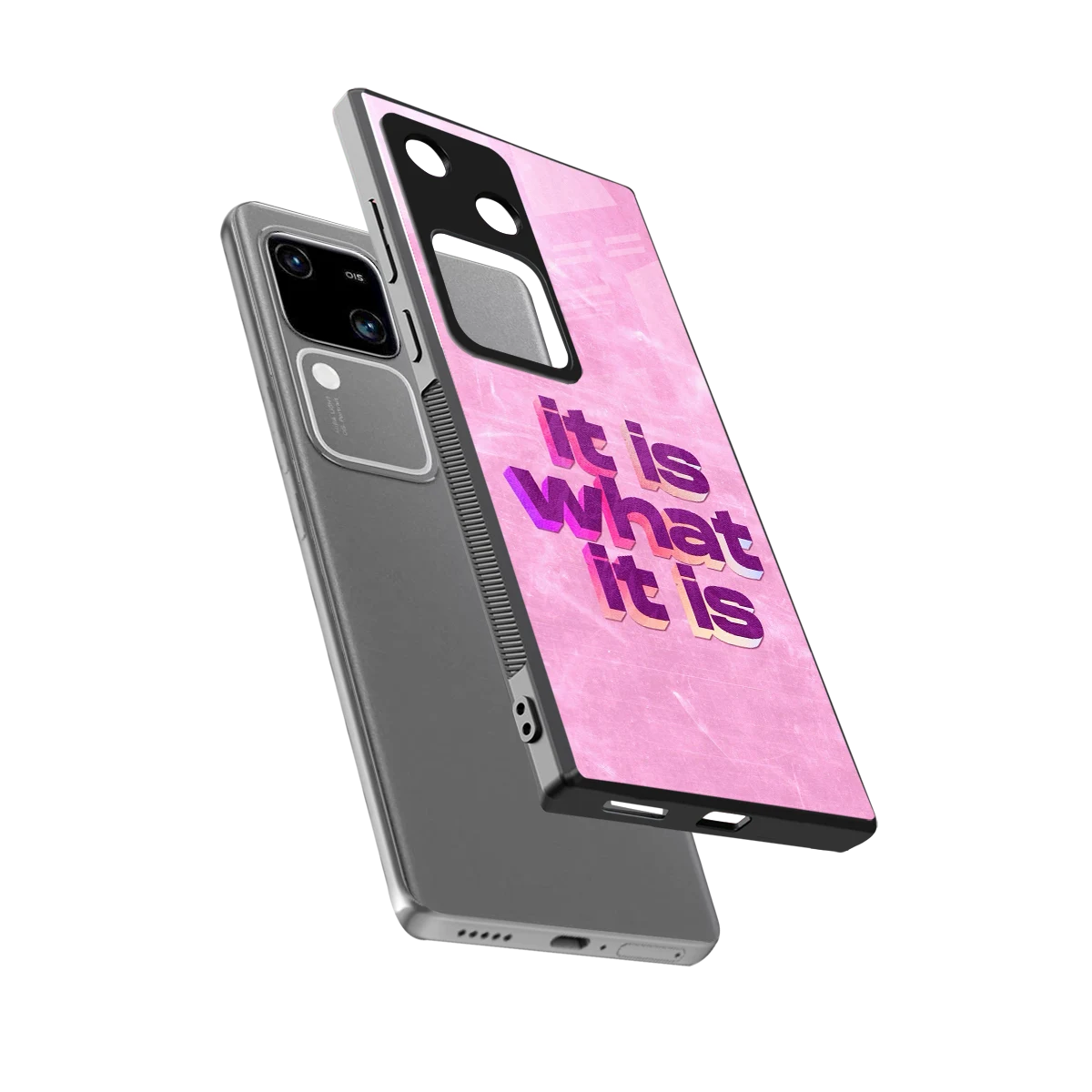 What It Is sleek vivo v30 cover with tempered glass back and TPU edges