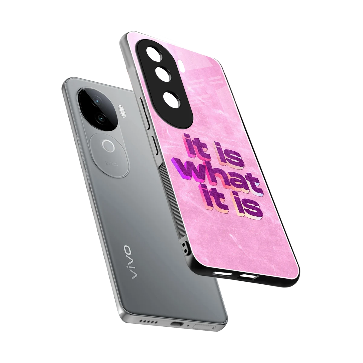 What It Is sleek vivo v40e cover with tempered glass back and TPU edges