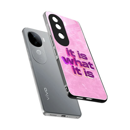 What It Is sleek vivo v40e cover with tempered glass back and TPU edges