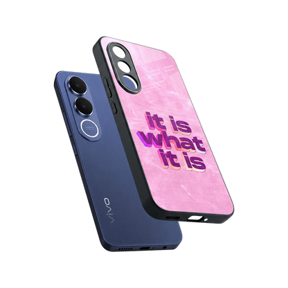 What It Is sleek vivo v70 fe cover with tempered glass back and TPU edges
