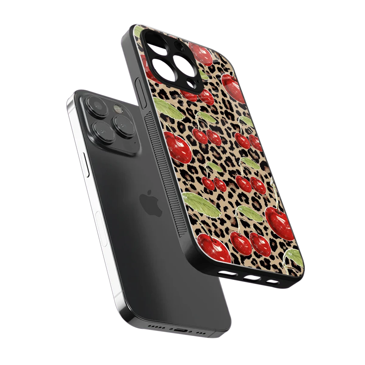 Wild Cherries sleek iphone 13 pro cover with tempered glass back and TPU edges