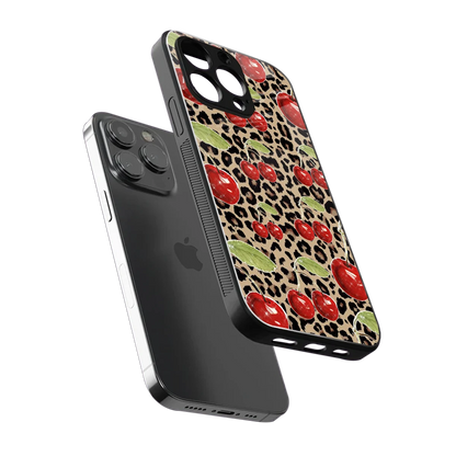 Wild Cherries sleek iphone 13 pro cover with tempered glass back and TPU edges
