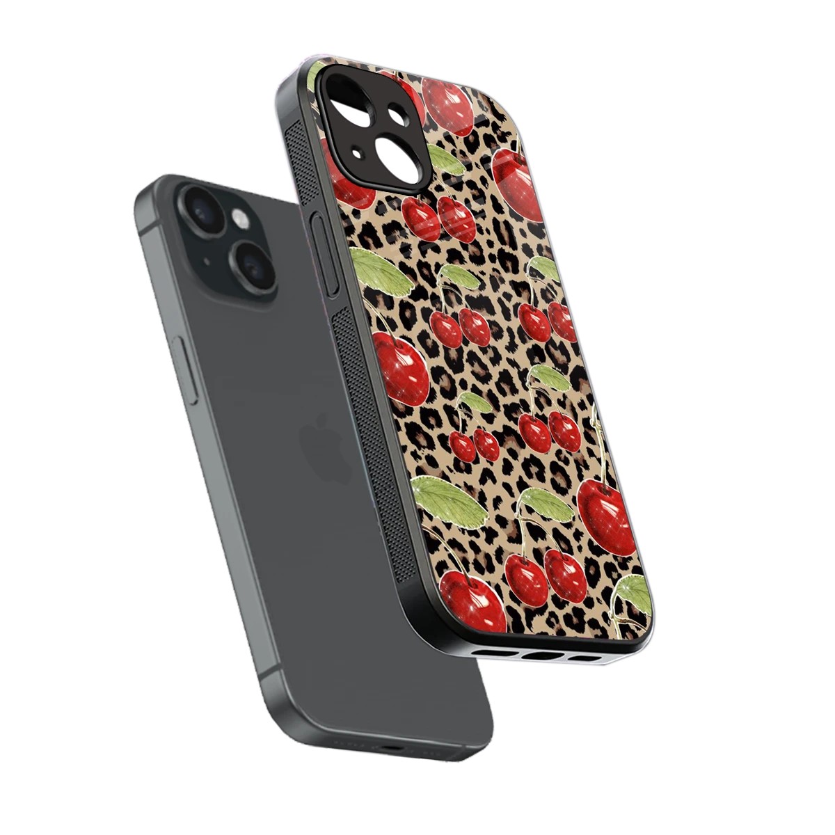 Wild Cherries sleek iphone 13 cover with tempered glass back and TPU edges