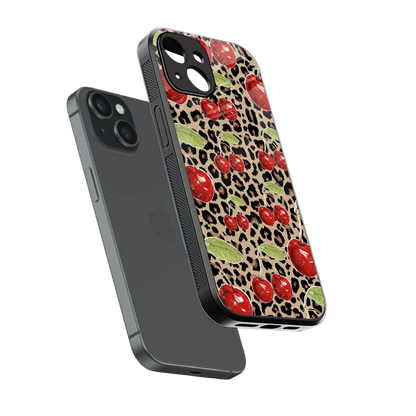 Wild Cherries sleek iphone 13 cover with tempered glass back and TPU edges