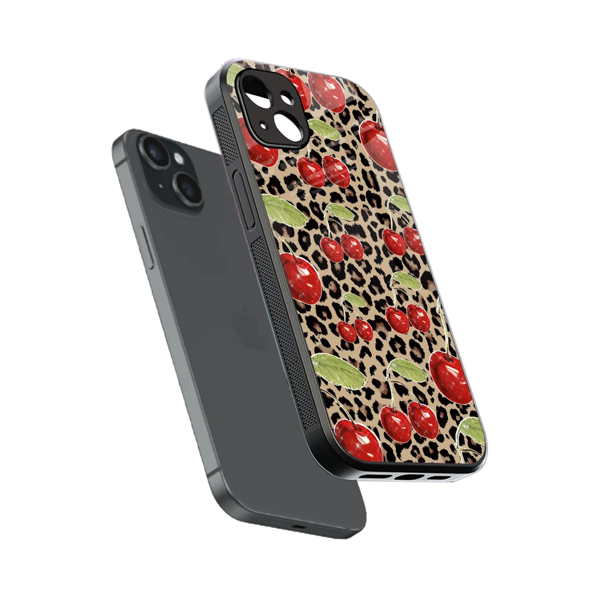 Wild Cherries sleek iphone 14 plus cover with tempered glass back and TPU edges