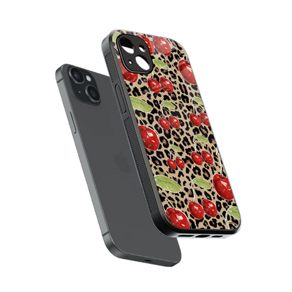 Wild Cherries sleek iphone 14 plus cover with tempered glass back and TPU edges