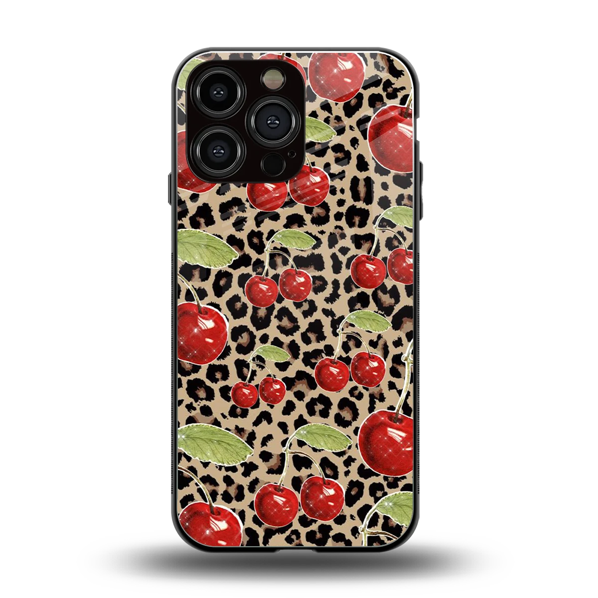 Wild Cherries back phone cover | glass case for iphone 15 pro max